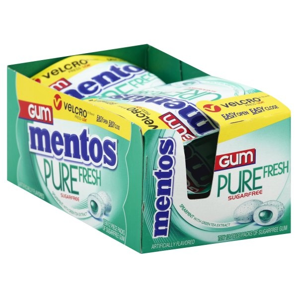 slide 1 of 1, Mentos Spearmint Gum Velcro Pack, 10 ct