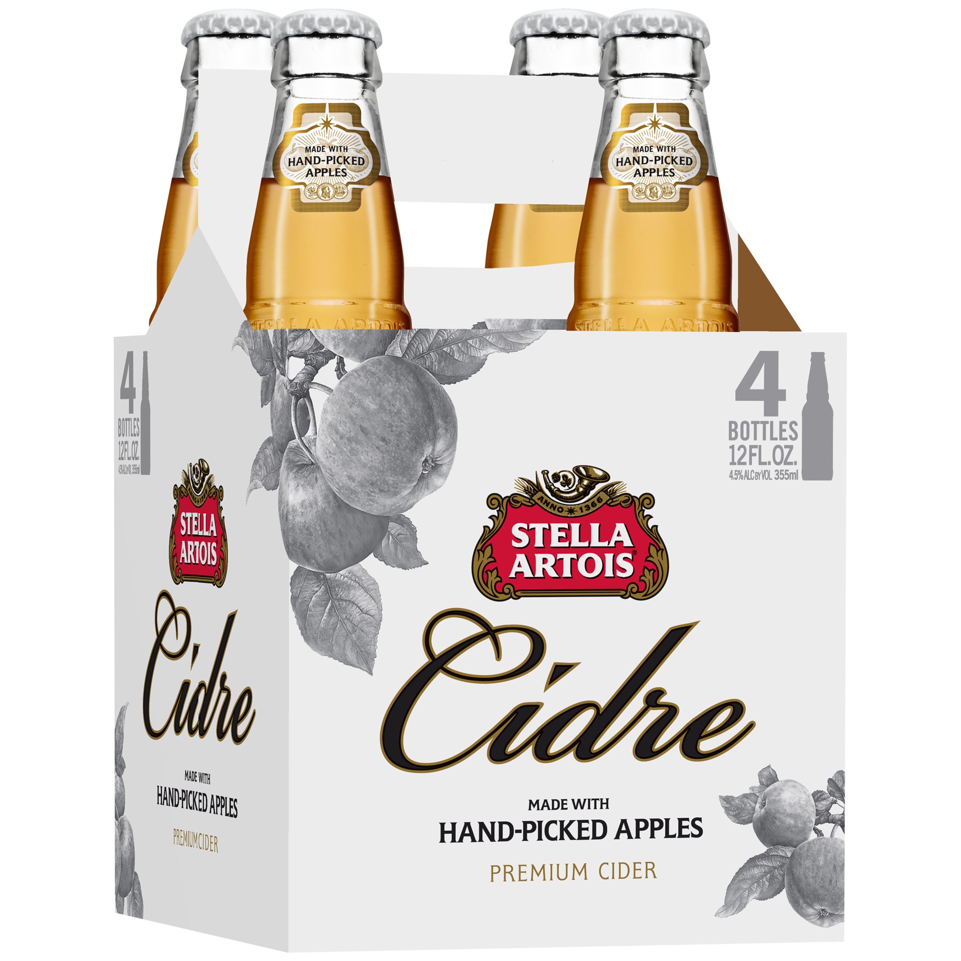 slide 1 of 6, Stella Artois Cidre, European Style Hard Cider, 4 Pack - 12 FL OZ Bottles, 4 ct; 12 oz