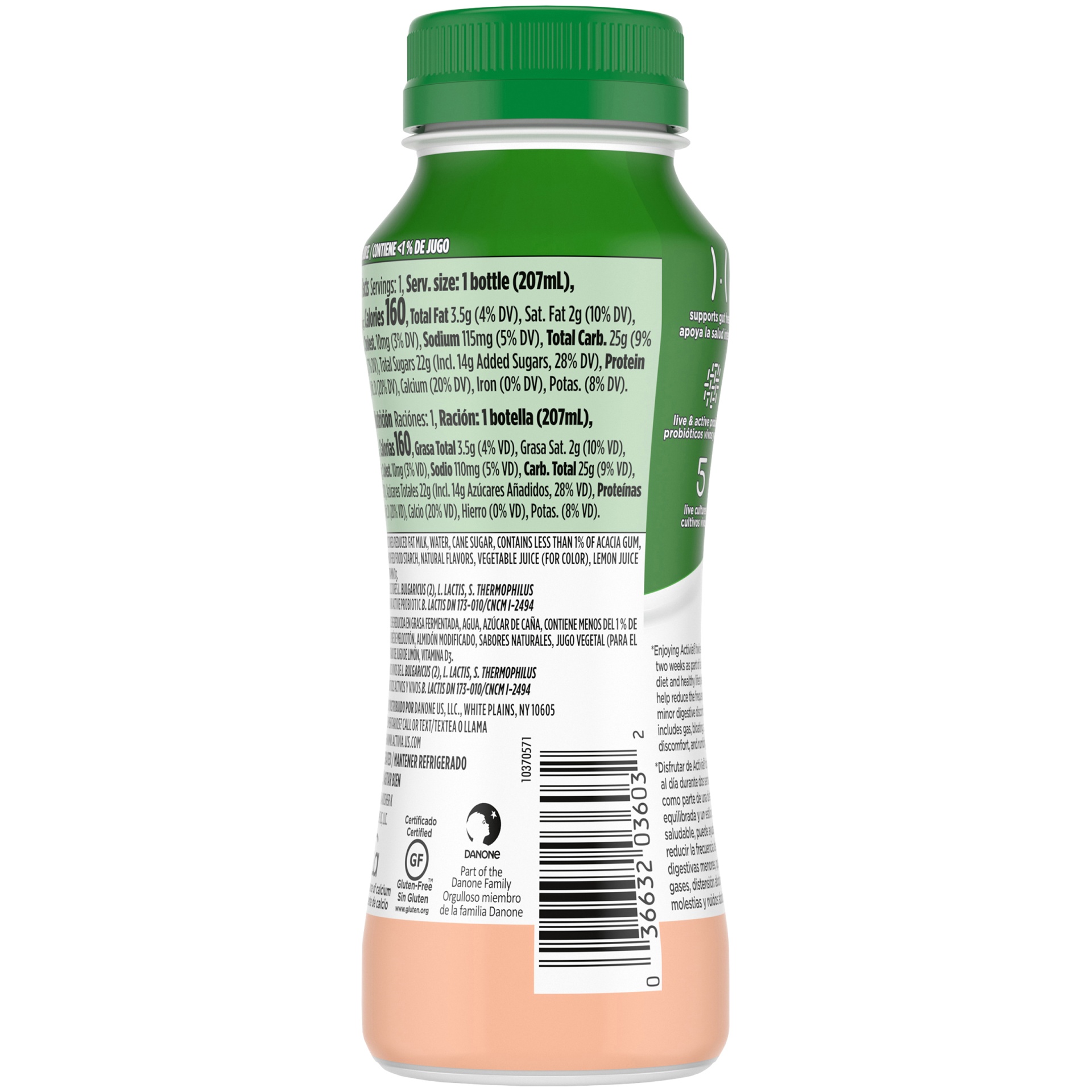 slide 4 of 7, Activia Probiotic Peach Dairy Drink, 7 fl oz