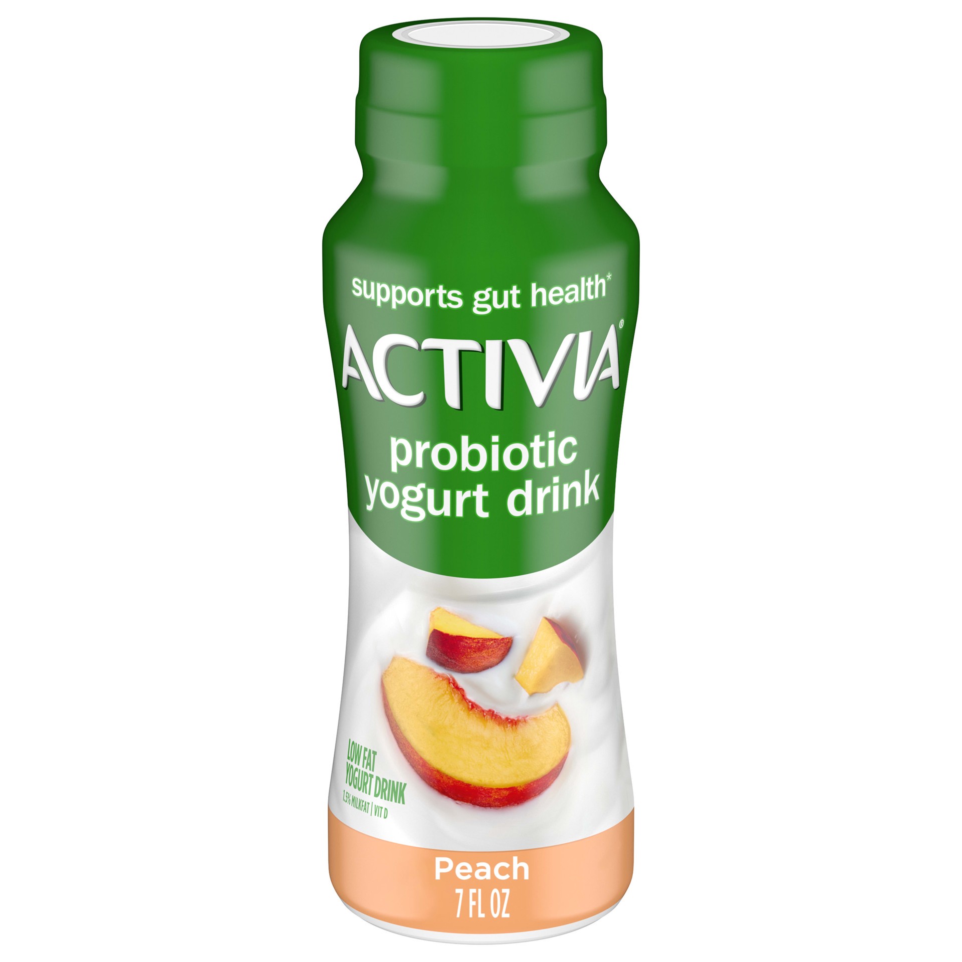 slide 1 of 1, Activia Peach Probiotic Lowfat Yogurt Drink, Delicious Probiotic Yogurt Drink to Help Support Gut Health, 7 FL OZ, 7 fl oz