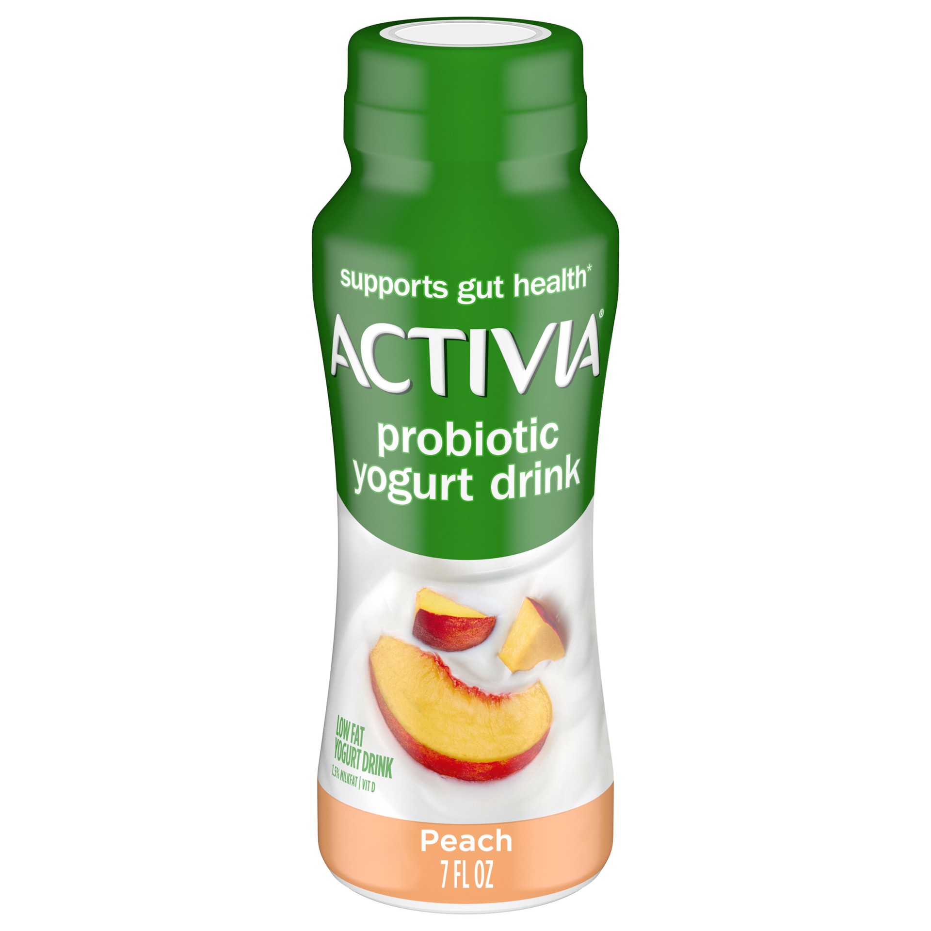 slide 1 of 6, Activia Peach Probiotic Lowfat Yogurt Drink, Delicious Probiotic Yogurt Drink to Help Support Gut Health, 7 FL OZ, 7 fl oz
