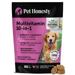 Pet Honesty 10-in-1 Chicken Flavor Multivitamin Supplement for Dogs - 60 ct
