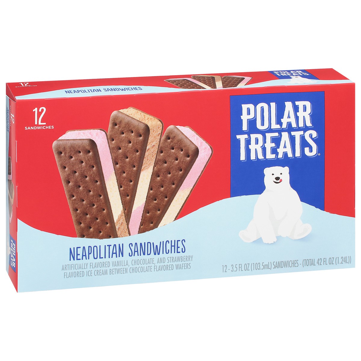 slide 8 of 9, Polar Treats Neapolitan Ice Cream Sandwiches 12 - 3.5 fl oz ea, 12 ct