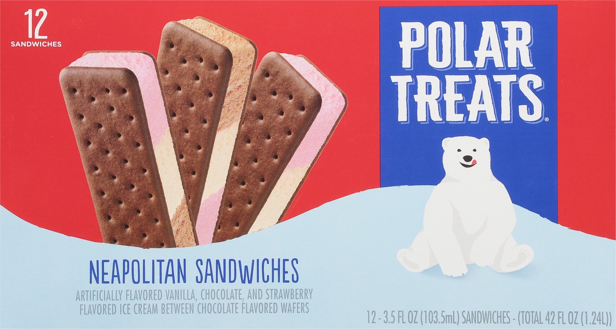 slide 4 of 9, Polar Treats Neapolitan Ice Cream Sandwiches 12 - 3.5 fl oz ea, 12 ct