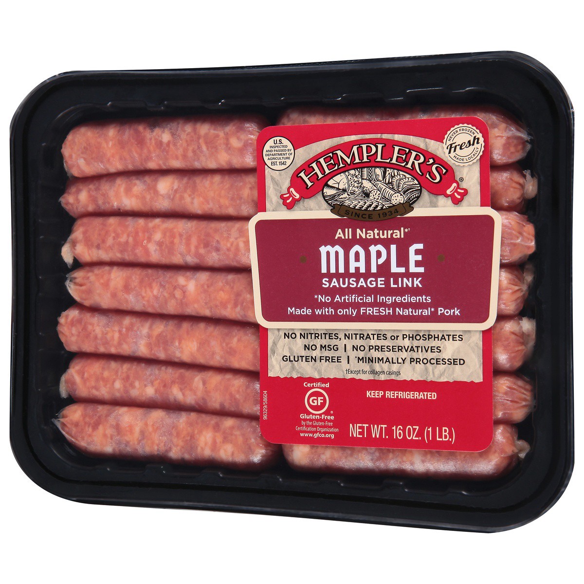 slide 9 of 9, Hempler's Maple Sausage Links, 16 oz