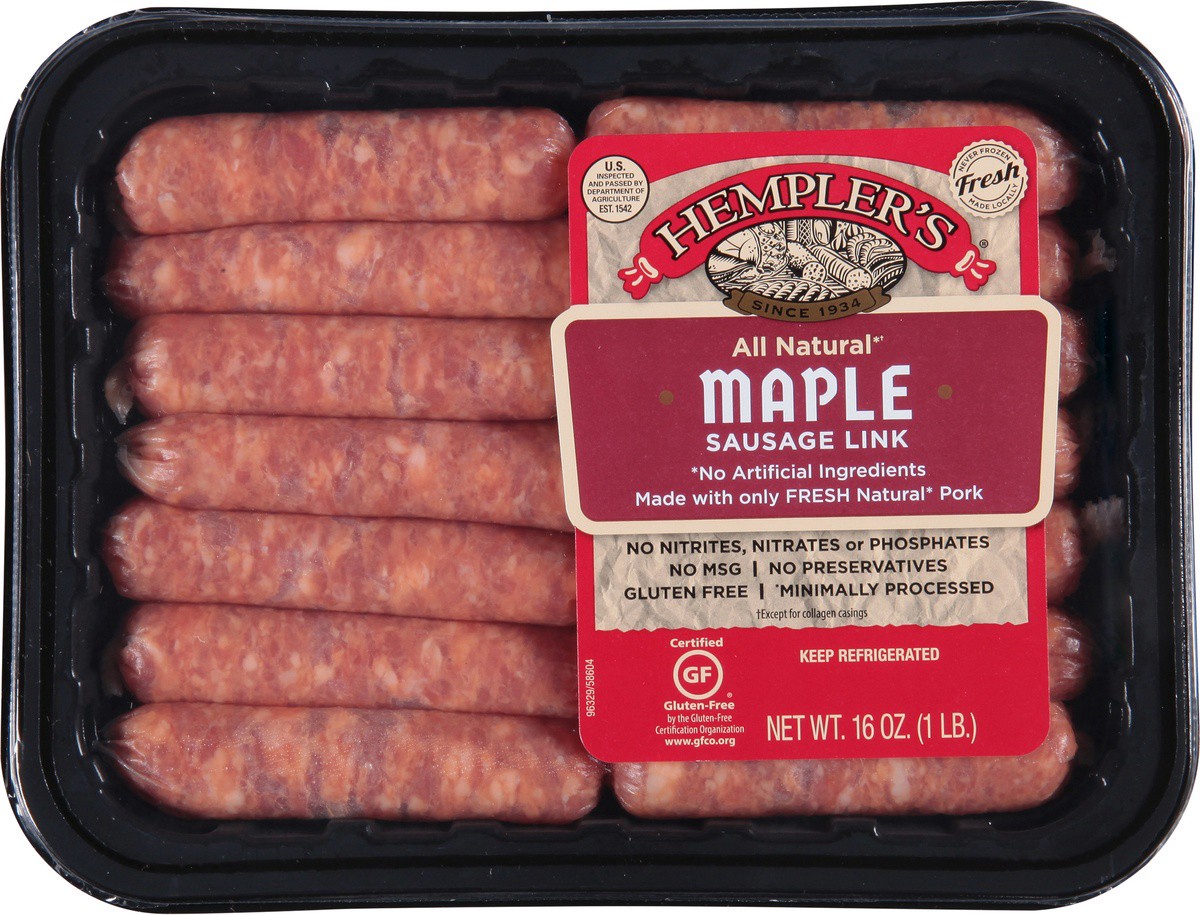 slide 4 of 9, Hempler's Maple Sausage Links, 16 oz