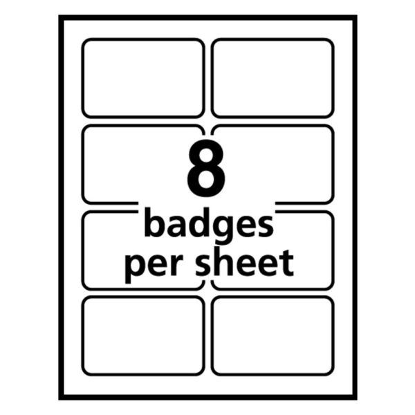 slide 5 of 8, Avery Flexible Name Badge Labels, White with Blue Border, 400 ct