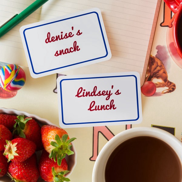 slide 7 of 8, Avery Flexible Name Badge Labels, White with Blue Border, 400 ct