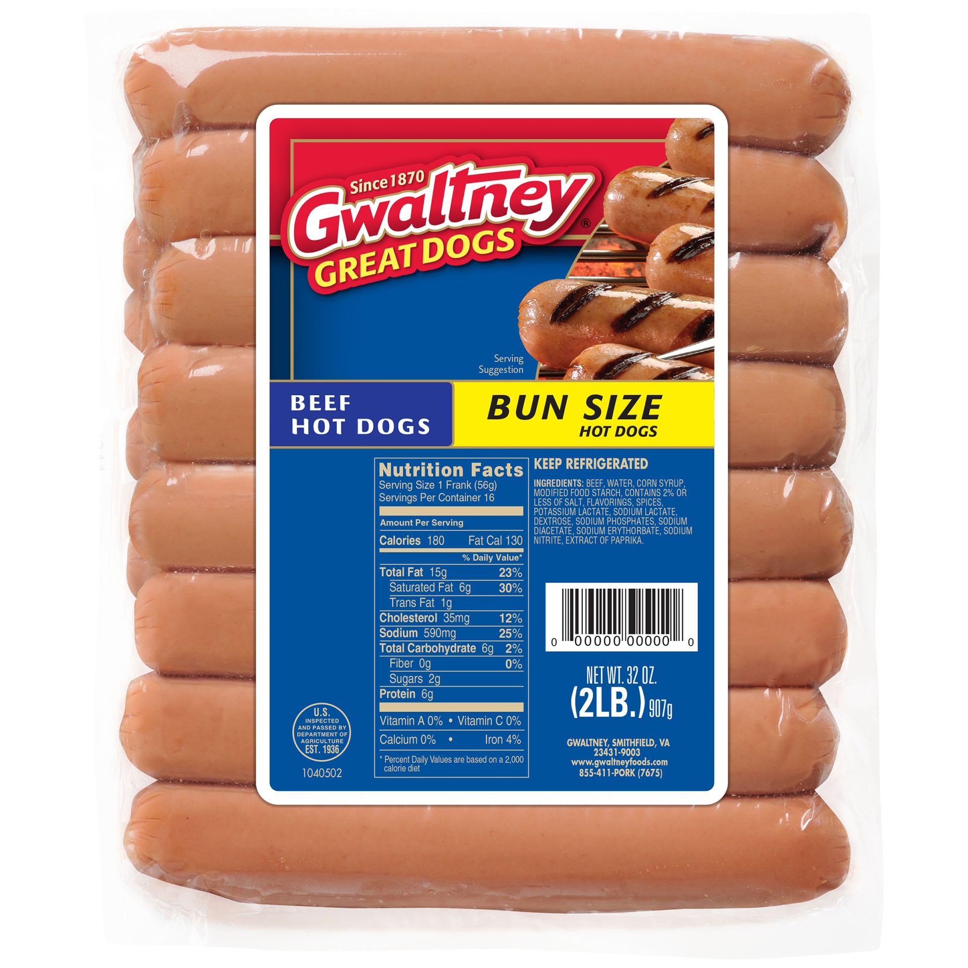 slide 1 of 1, Gwaltney Great Dogs Qtr Lb, 32 oz