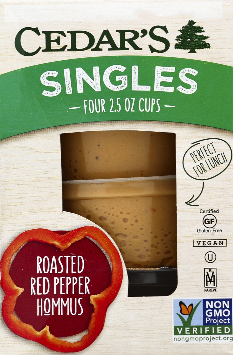 slide 3 of 6, Cedar's Roasted Red Pepper Hommus, 4 ct; 2.5 oz