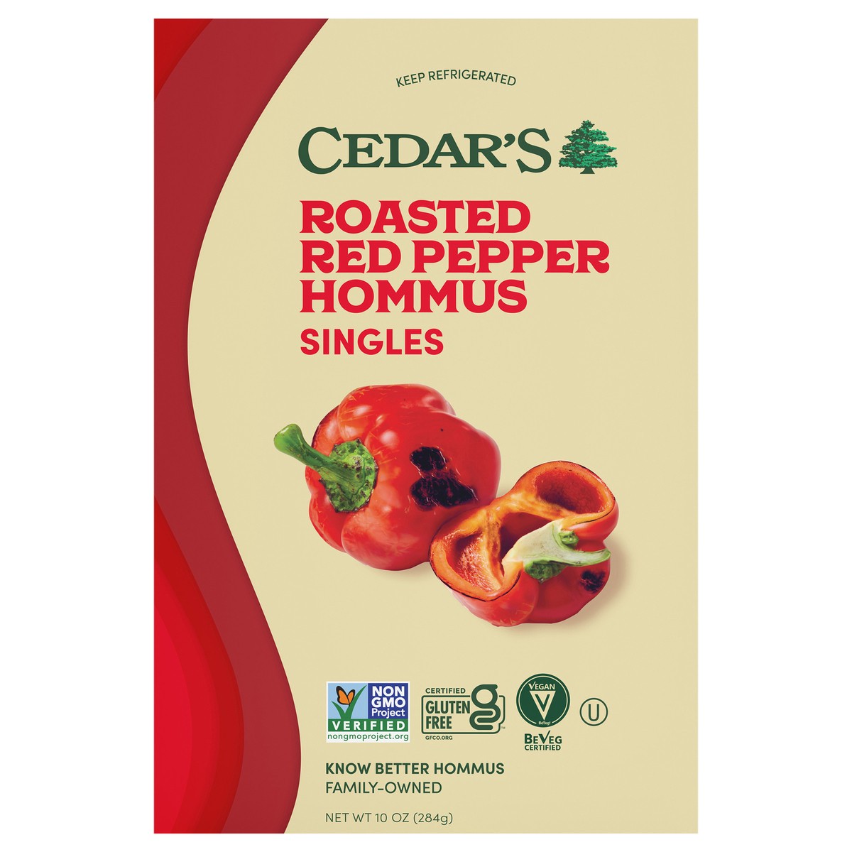 slide 1 of 6, Cedar's Roasted Red Pepper Hommus Singles, 12 oz