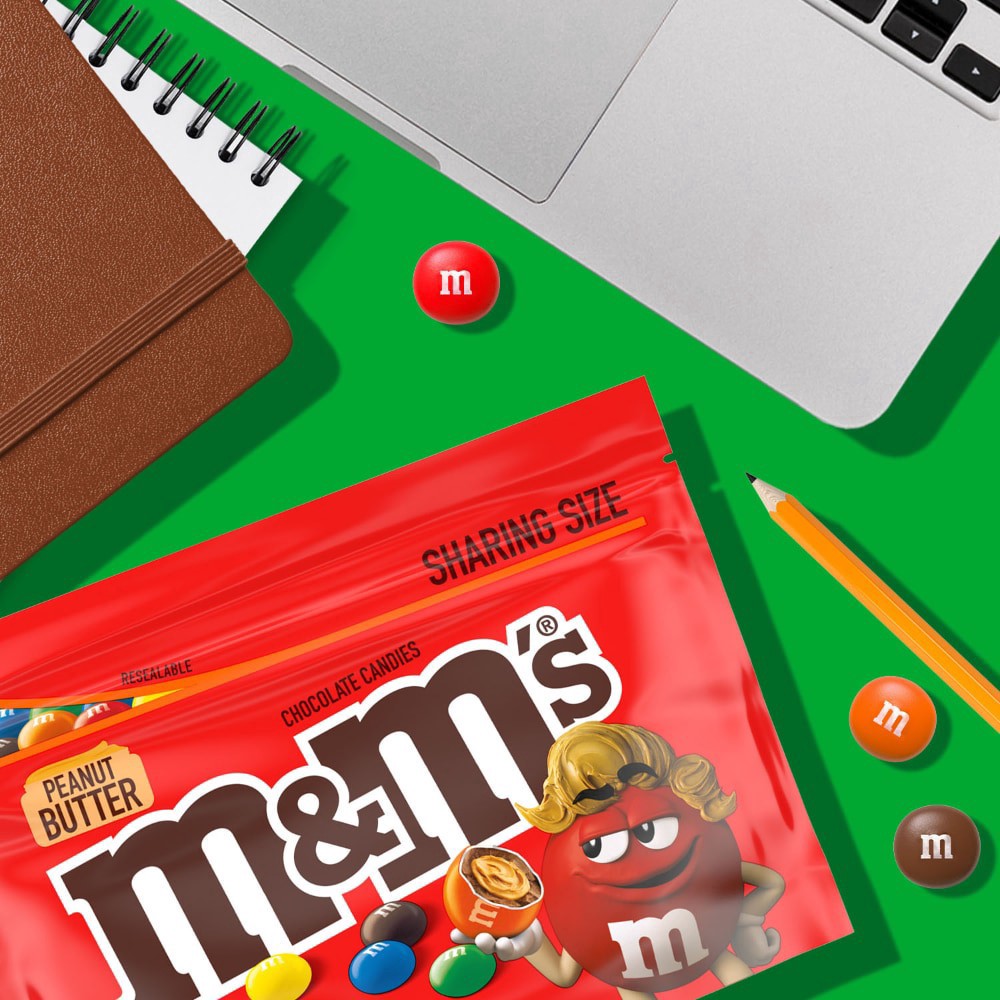 slide 4 of 6, M&M'S Peanut Butter Milk Chocolate Candy, Sharing Size, 9 oz Resealable Bag, 9 oz
