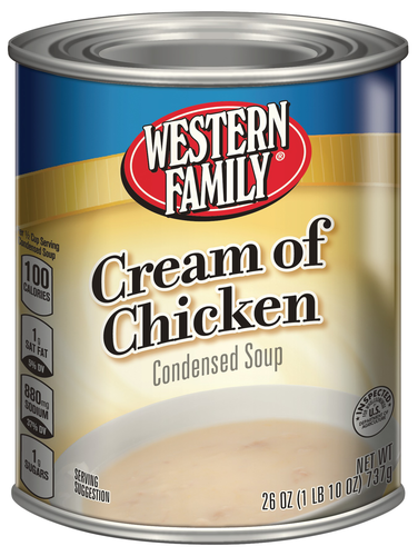 slide 1 of 1, Western Family Cream Of Chicken Soup Fam Sz, 26 oz