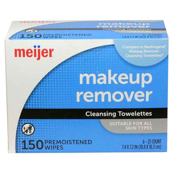 slide 1 of 1, Meijer Makeup Remover Cleansing Towelettes, 150 ct