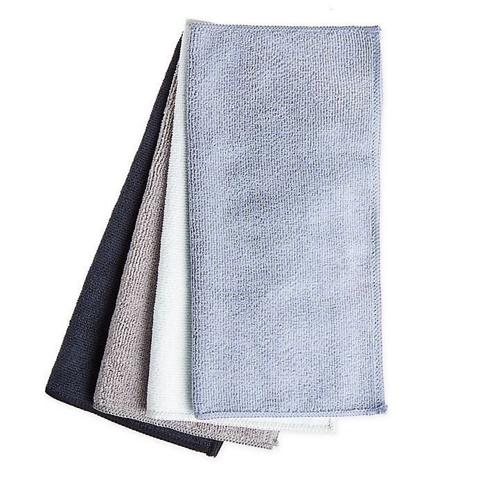 slide 1 of 5, Simply Essential Microfiber Cloth - Black/Blue, 4 ct