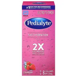 Pedialyte Fast Hydration Strawberry Electrolyte Powder 8 - 0.3 oz Packets