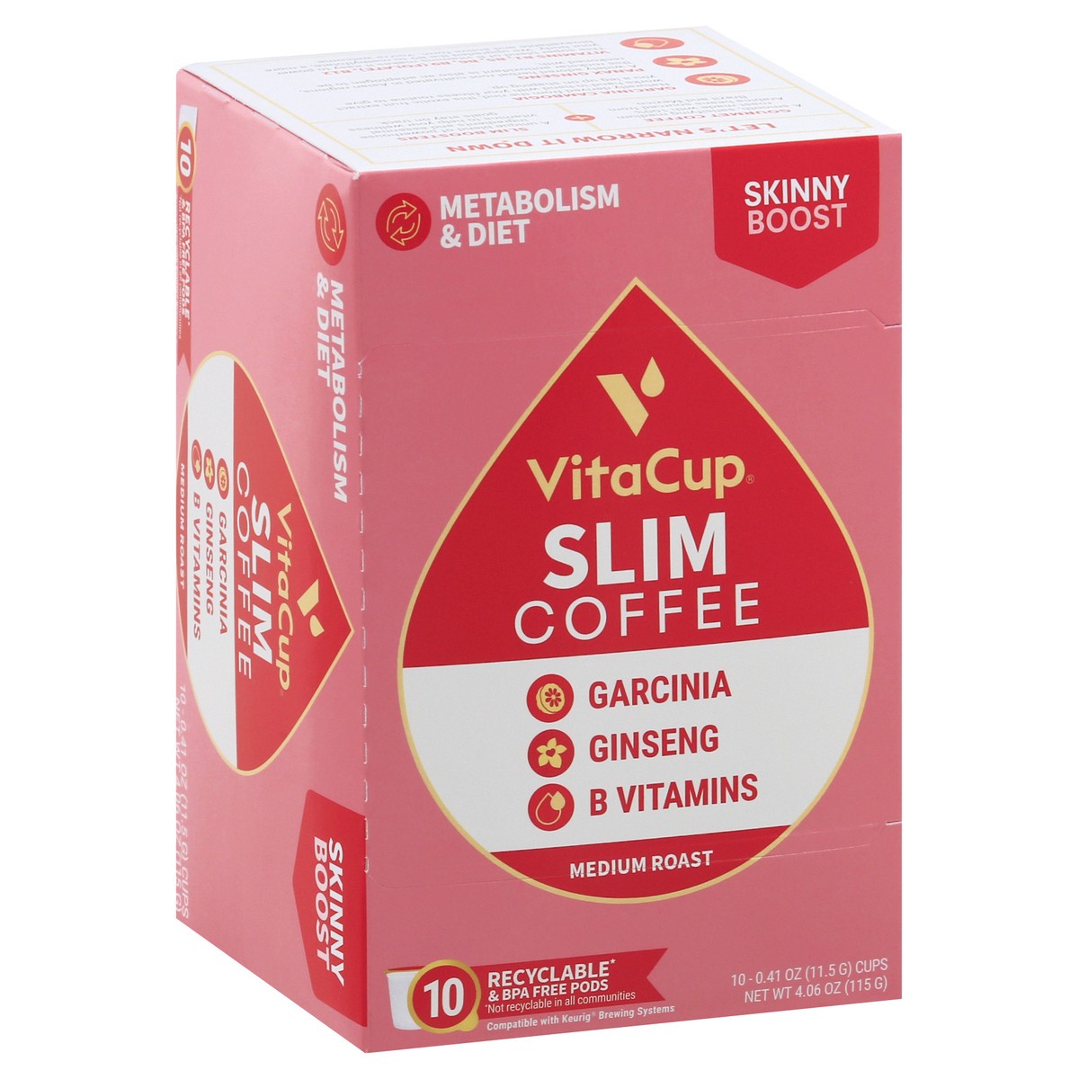 slide 9 of 9, Vitacup Slim Blend Infused Coffee Pods, Medium Roast - 10 ct, 10 ct