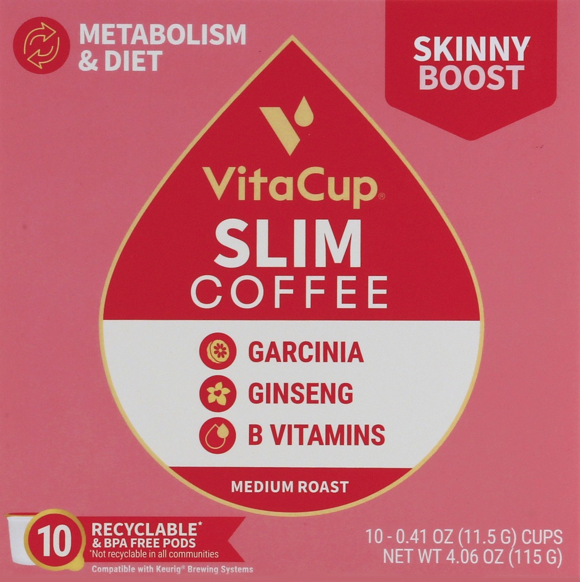 slide 3 of 9, Vitacup Slim Blend Infused Coffee Pods, Medium Roast - 10 ct, 10 ct