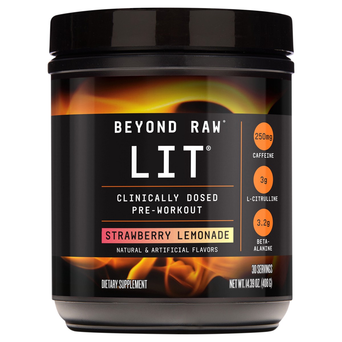 slide 1 of 9, Beyond Raw LIT Clinically Dosed Strawberry Lemonade Pre-Workout 14.39 oz, 14.39 oz