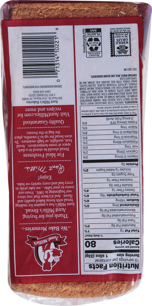 slide 9 of 9, Aunt Millie's Cracked Wheat Bread 22 oz, 22 oz