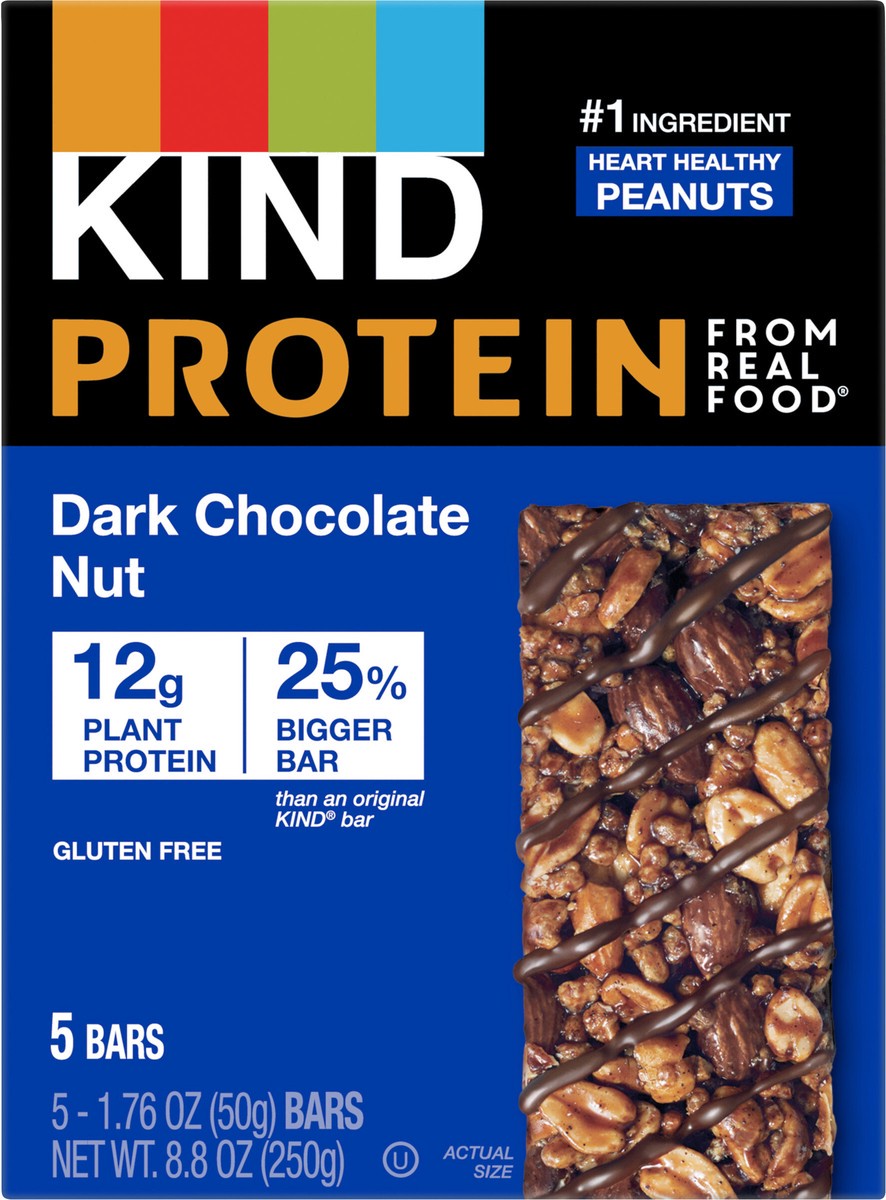 slide 2 of 2, KIND Protein Gluten Free Dark Chocolate Nut Snack Bars, 1.76 oz, 5 Count, 8.8 oz