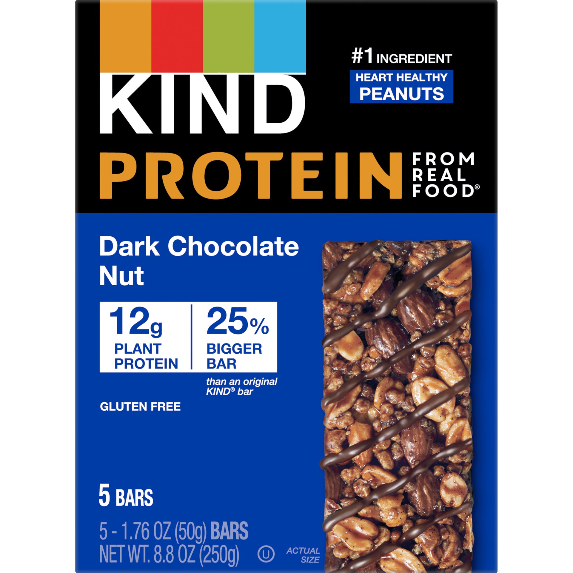 slide 1 of 2, KIND Protein Gluten Free Dark Chocolate Nut Snack Bars, 1.76 oz, 5 Count, 8.8 oz