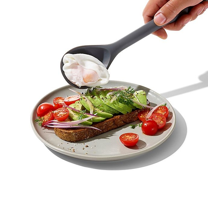 slide 3 of 5, OXO Good Grips Silicone Slotted Spoon - Peppercorn, 1 ct