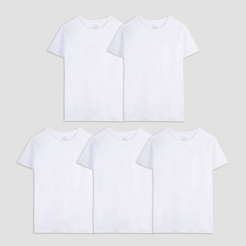slide 1 of 3, Fruit of the Loom Boys White T-Shirts Medium 10-12 5 ea, 5 ct