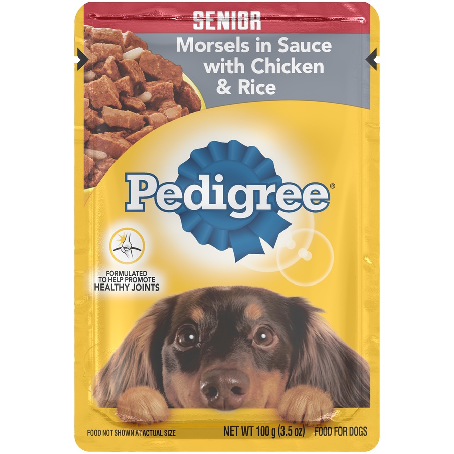 slide 1 of 1, Pedigree Senior Morsels in Sauce with Chicken, 3.5 oz