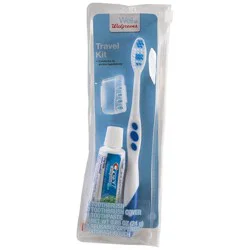 Walgreens Travel Kit with Toothbrush, Cover, Toothpaste, and Reusable Storage Pouch