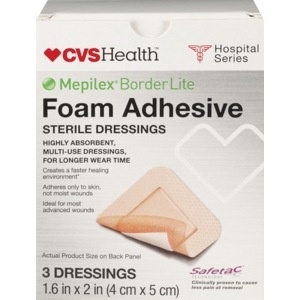 slide 1 of 1, CVS Health Mepilex Border Lite Foam Adhesive Sterile Dressings, 1.6x, 3 ct