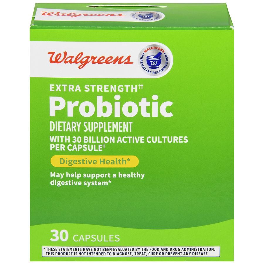 slide 1 of 5, Walgreens Extra Strength Probiotic Digestive Health Capsules (30 days), 30 ct