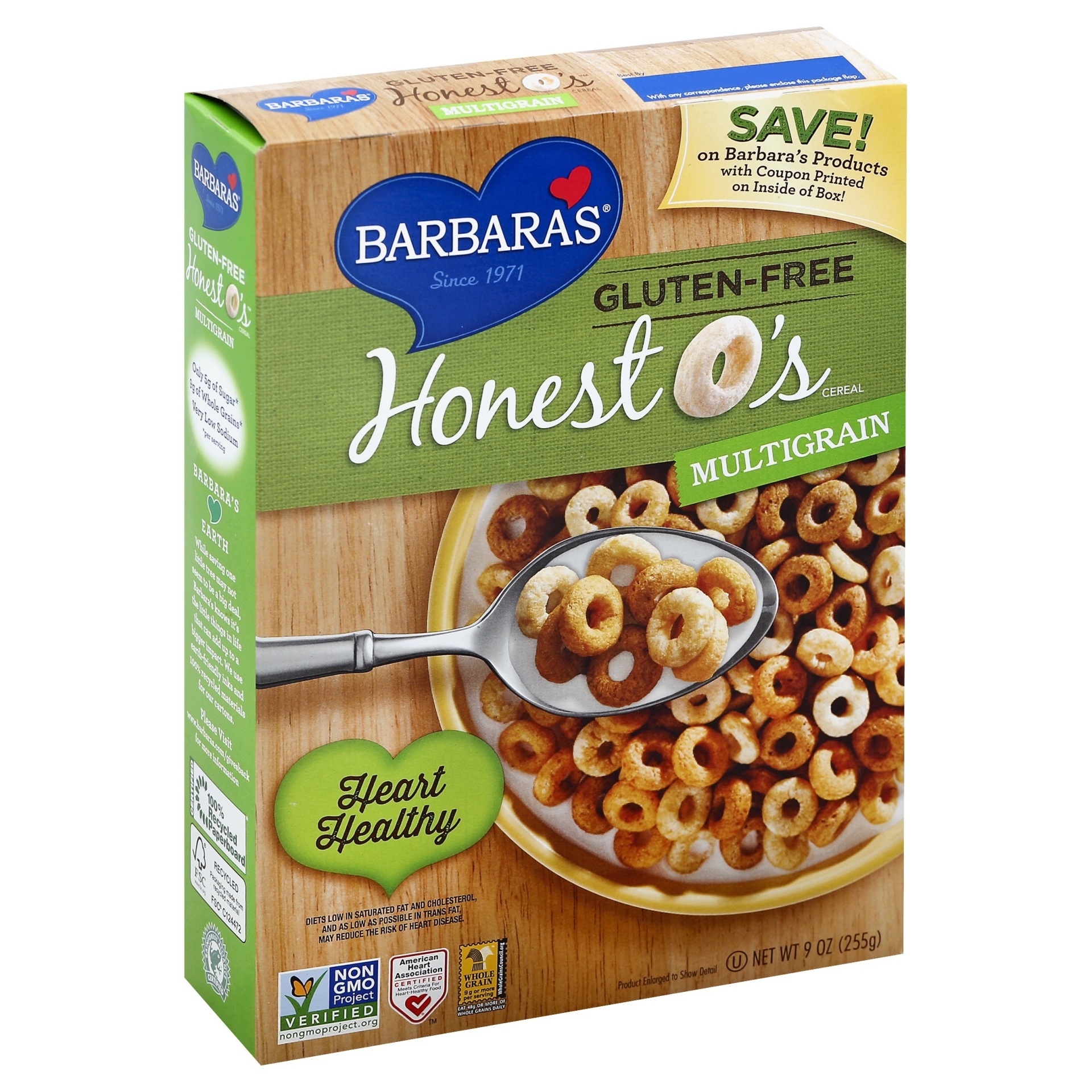 slide 1 of 8, Barbara's Honest Os Multigrain Cereal, 9 oz