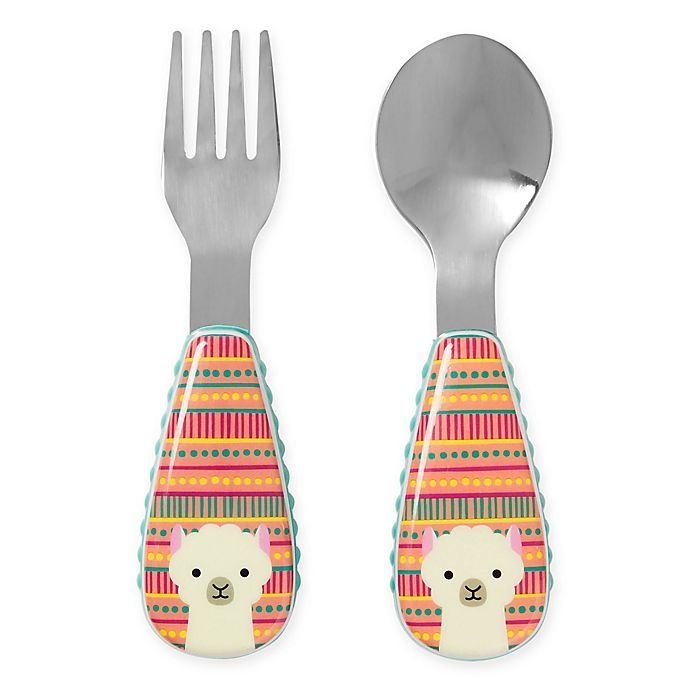 slide 1 of 6, Skip Hop SKIP*HOP Zootensils Fork & Spoon - Llama, 1 ct