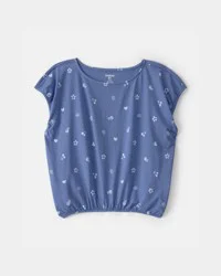 Oshkosh Girls Spring Icon Short-Sleeve Top - Blue, Size 7