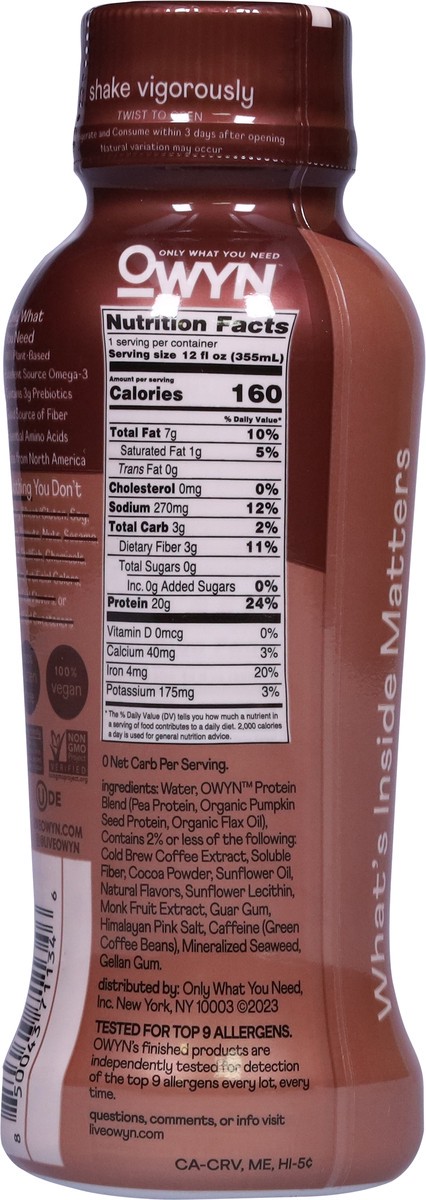 slide 9 of 13, OWYN Non-Dairy Double Shot Mocha Latte Coffee Shake 12 fl oz, 12 fl oz
