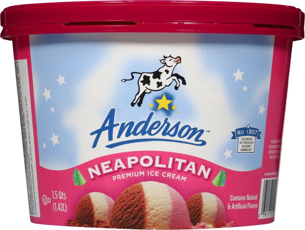 slide 5 of 5, Anderson Dairy Prem Neapolitan, 48 oz