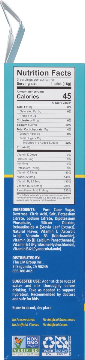 slide 7 of 9, Liquid I.V. Hydration Multiplier - Lemon Lime - Hydration Powder Packets | Electrolyte Powder Drink Mix | Convenient Single-Serving Sticks | Non-GMO | 3 Sticks, 1.69 oz