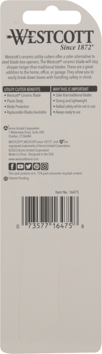 slide 12 of 12, Westcott Safety Blade Retractable Ceramic Utility Cutter 1 ea, 1 ct