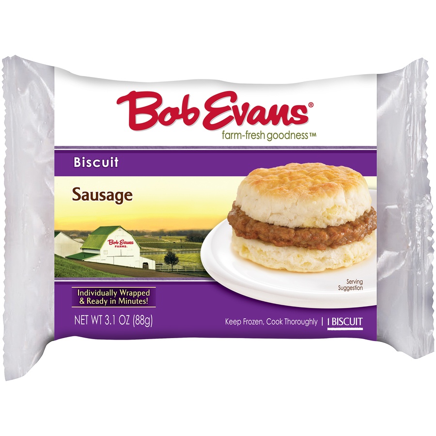 slide 1 of 3, Bob Evans Sausage Biscuit Age, 3.1 oz