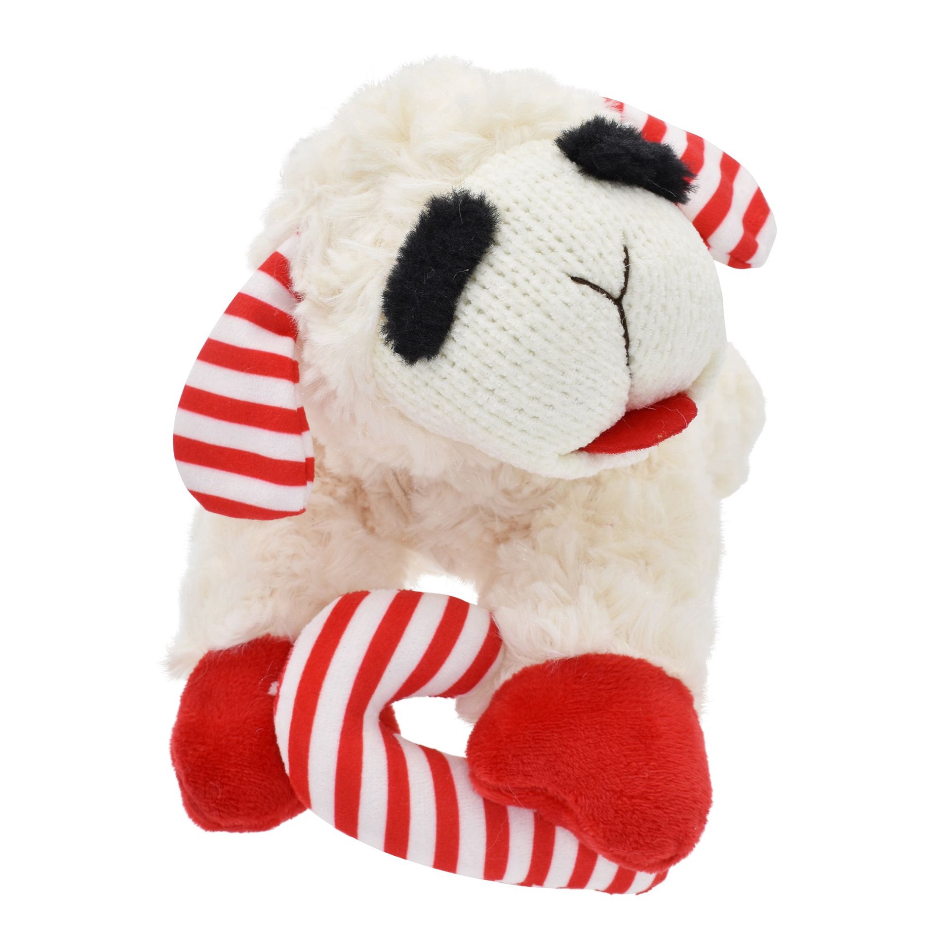 slide 1 of 1, Multipet Holiday Candy Cane Lamb Chop Dog Toy, 1 ct