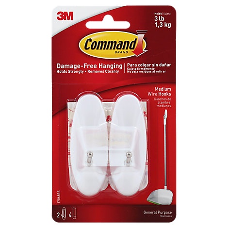 slide 1 of 1, 3M Command Wire Medium Hooks And Strips - Each, 1 ct