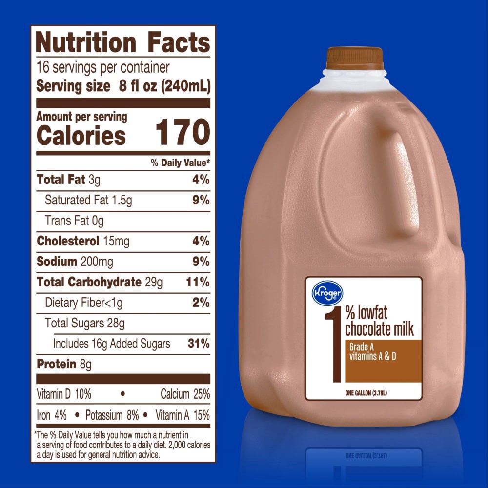 slide 4 of 4, Kroger 1% Low Fat Chocolate Milk, 1 gal