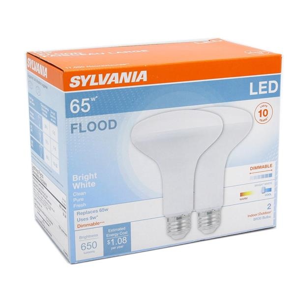 slide 1 of 1, Sylvania 65W Led Flood Bright White Indoor/Outdoor, 2 ct