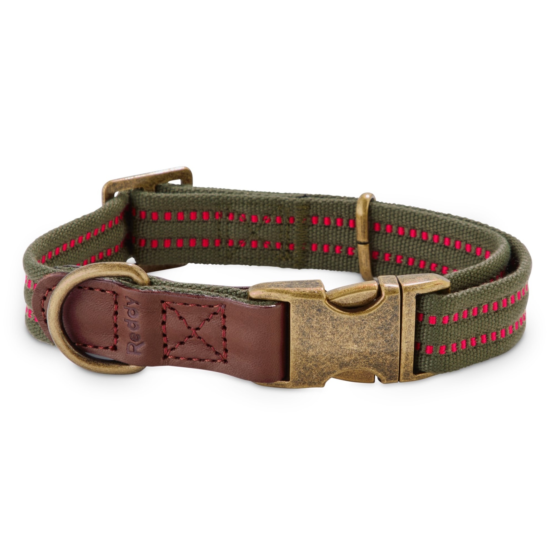 slide 1 of 1, Pets First Reddy Webbed Dog Collar - Olive, M