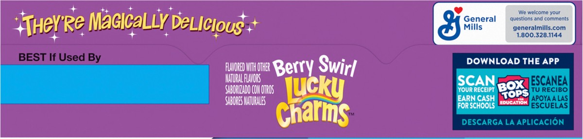 slide 3 of 13, Lucky Charms Berry Swirl Breakfast Cereal with Marshmallows, Kids Breakfast Cereal, Made with Whole Grain, 10.9 oz, 10.9 oz
