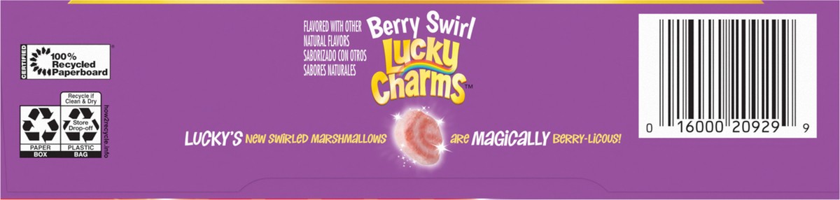 slide 7 of 13, Lucky Charms Berry Swirl Breakfast Cereal with Marshmallows, Kids Breakfast Cereal, Made with Whole Grain, 10.9 oz, 10.9 oz