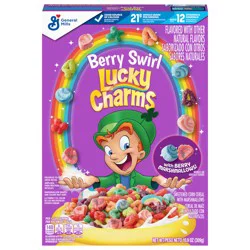 Lucky Charms Berry Swirl Breakfast Cereal with Marshmallows, Kids Breakfast Cereal, Made with Whole Grain, 10.9 oz