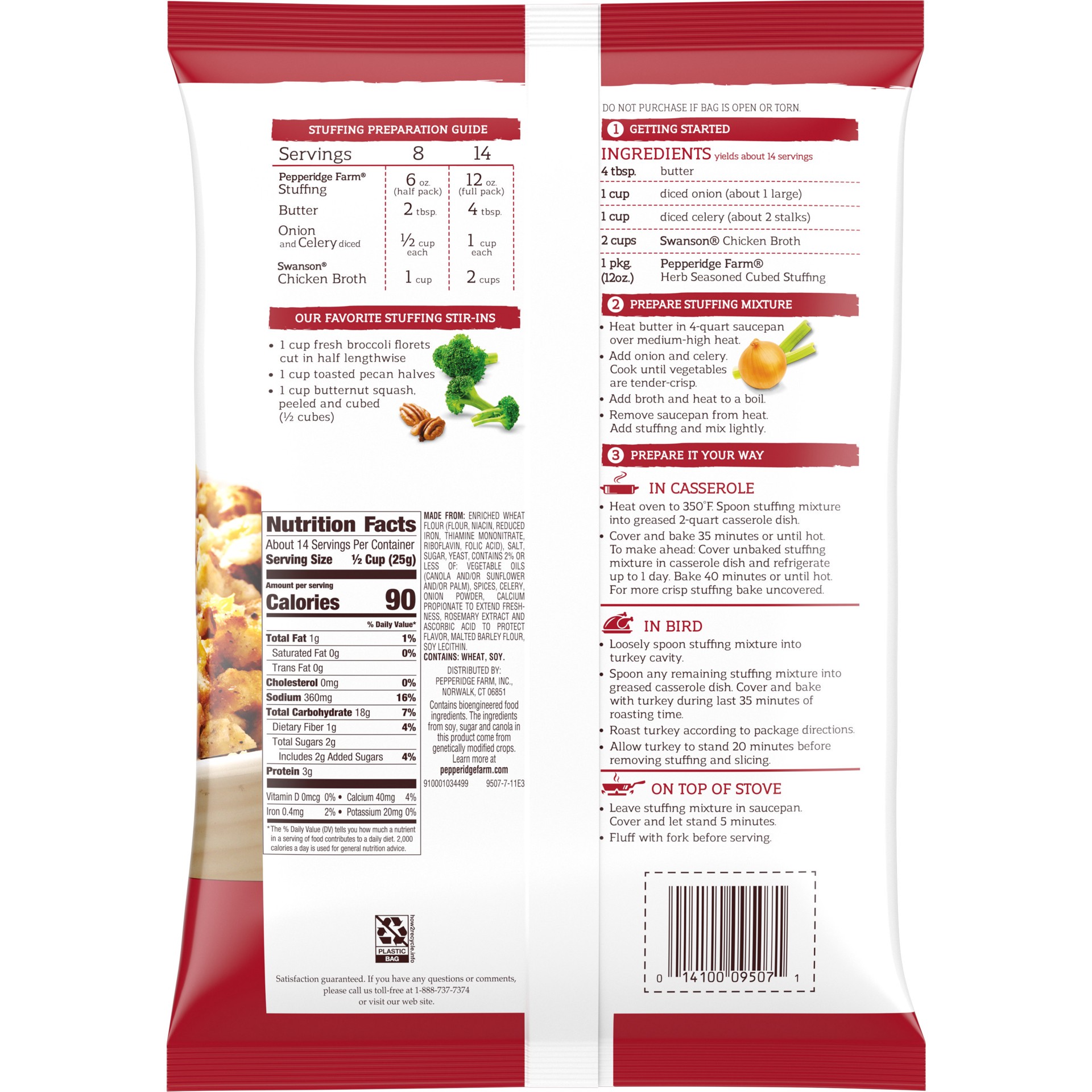 slide 3 of 6, Pepperidge Farm Herb Seasoned Cubed Stuffing, 12.000 oz