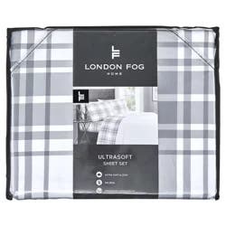 London Fog Sheet Set, Gray Plaid, Twin